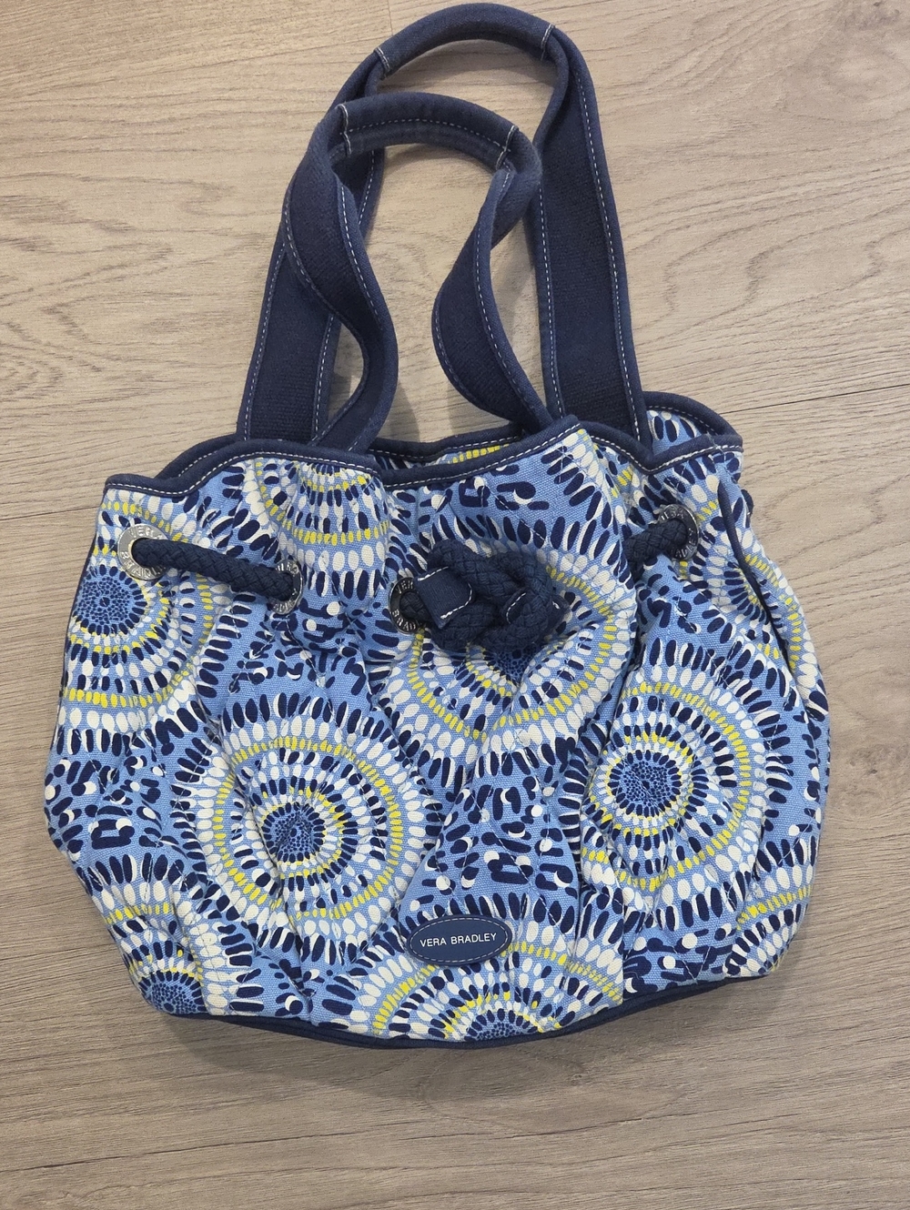Vera Bradley Navy and Light Blue Printed Canvas Shoulder Bag